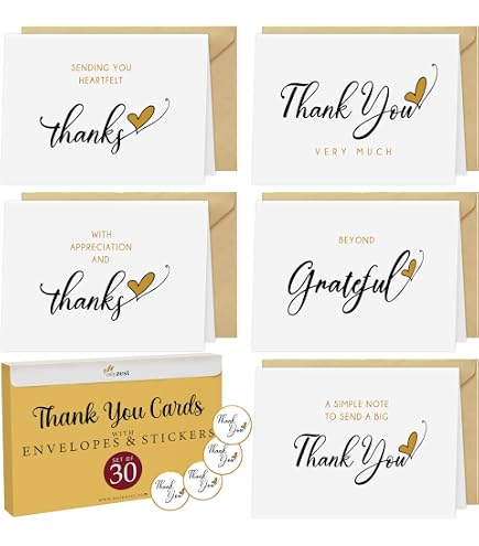 Amazon.com: Only Zest 30 Bulk Thank You Cards with Envelopes